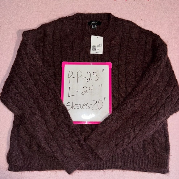 Forever 21 NWT Sweater Plum Burgundy Oversized Cable Knit Sweater | Plus Size 2X - Picture 2 of 16